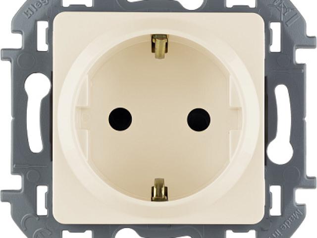 Розетка одинарная INSPIRIA скрытой установки со шторками 16А 250В слоновая кость Legrand, 
