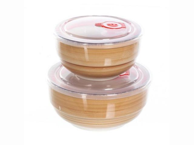 Набор салатников Elrington Аэрограф Песок с крышками, 2 шт., 