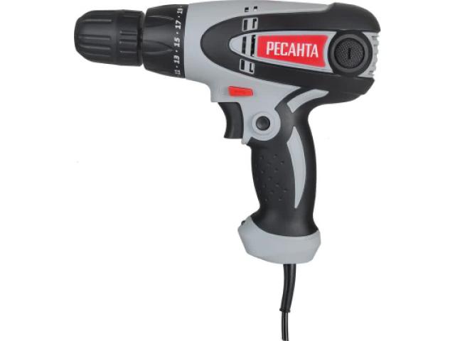 Шуруповерт Ресанта СШ-550-1 сетевой 550 Вт быстрозажимной 25 Нм, 