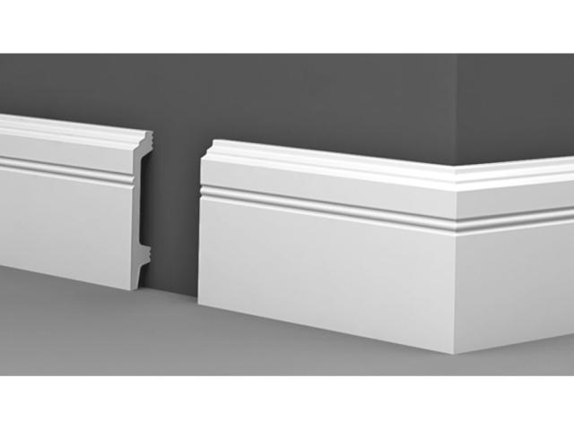 Плинтус Де-Багет H 120 00-00000198 влагостойкий для окраски и кабель-канала, 