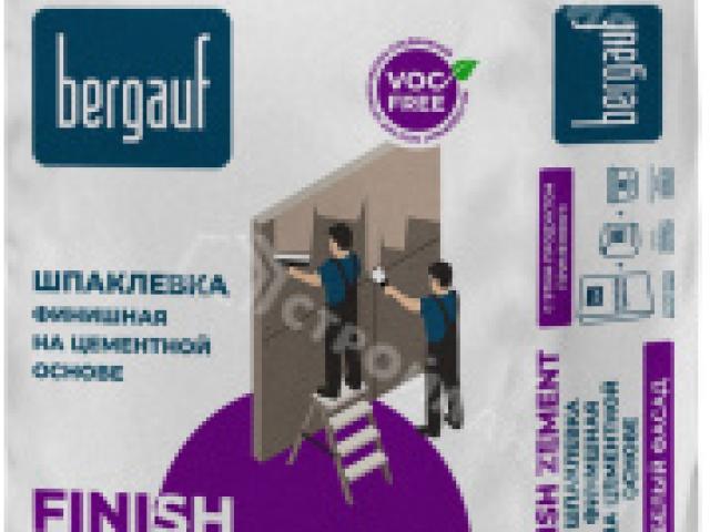 Шпаклевка цементная BERGAUF Finish Zement белая 5 кг для внутренних и наружных работ, 