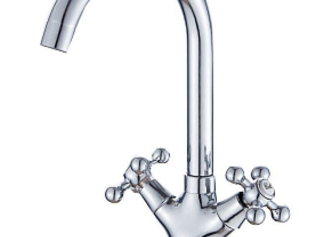 Смеситель для кухни Ekko E47019: двухрычажный хромированный смеситель, 