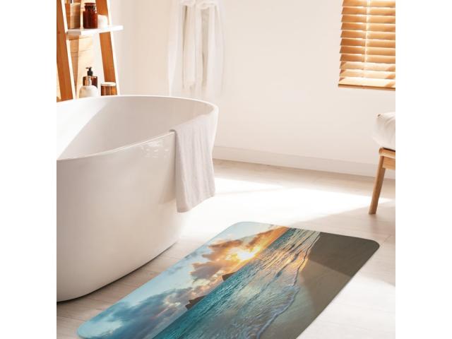Противоскользящий коврик для ванной комнаты JOYARTY 60х100 см "Солнце, волны и песок", 