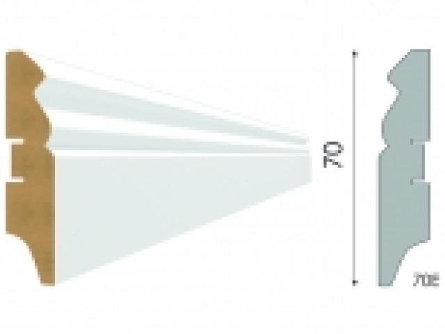 Плинтус МДФ STELLA 70E белый под покраску 2000х70х16мм, 