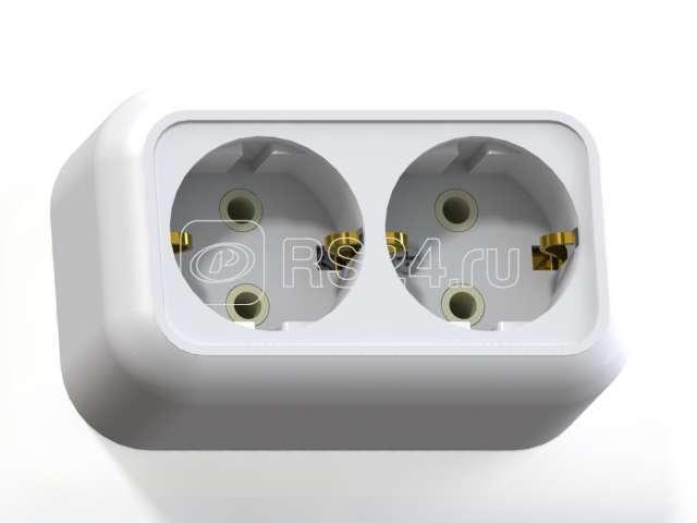 Розетка 2-м ОП Валентина РА16-826 16А IP20 белая, 