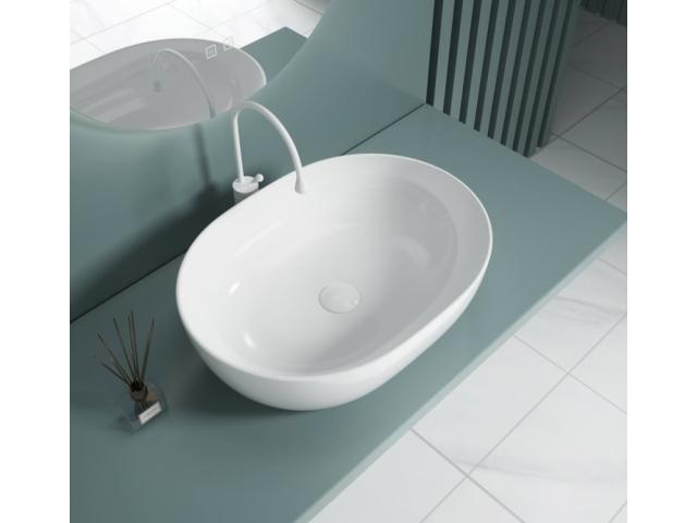 Раковина накладная ESBANO CORAL-N из санфаянса овальная белая современная, 