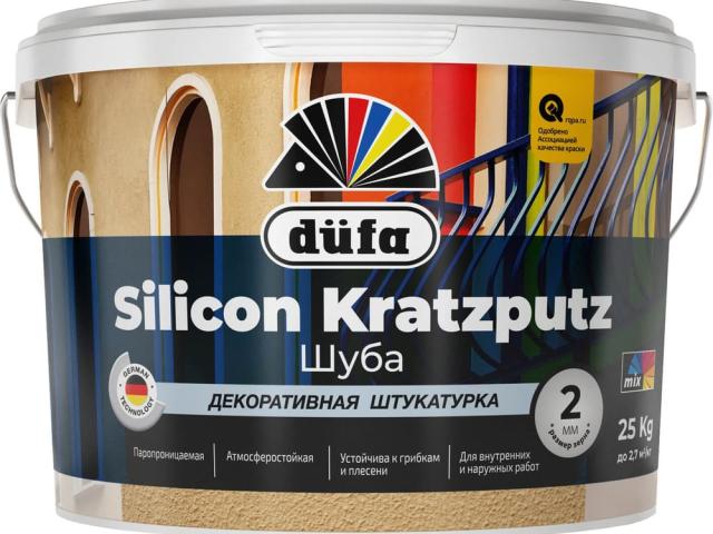 Штукатурка Dufa Silicone Kratzputz 25 кг для внутренних и наружных работ, 