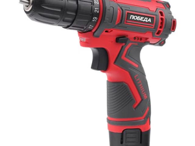 Дрель-шуруповерт аккумуляторная ПОБЕДА ДА-12П/2 Ли 180201637 PATRIOT, 