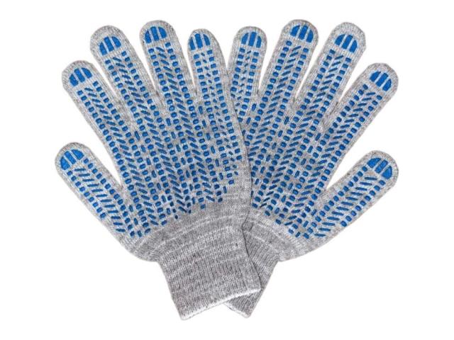 Перчатки трикотажные с протектором 5 нитей, 10 класс, серые, 100 пар, 