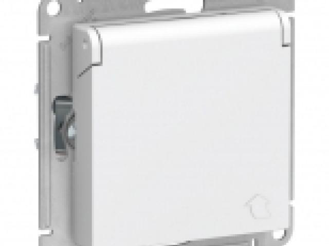 Розетка 1 пост Atlas Design с крышкой IP20 белая SCHNEIDER ELECTRIC, 