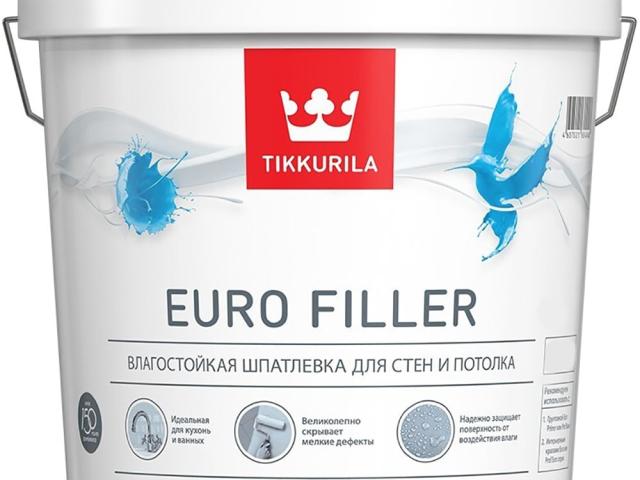 Шпаклевка влагостойкая Евро Филлер 10 л Tikkurila для внутренних работ, 