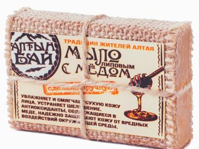 Мыло натуральное ручной работы С ЛИПОВЫМ МЁДОМ увлажняющее, 80 гр., Ижевск