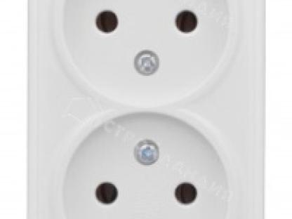 Розетка двойная встраиваемая EKF Минск без заземления белая