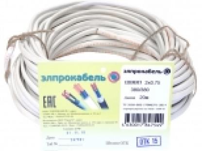 Кабель ШВВП ЭЛПРОКАБЕЛЬ 2х0,75 20м плоский белый для внутренней электромонтажной работы