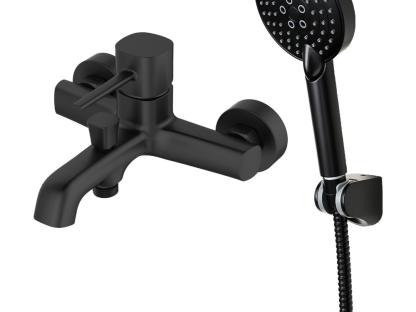 Смеситель для ванны с душевым набором ORANGE черный M05-300b современный дизайн