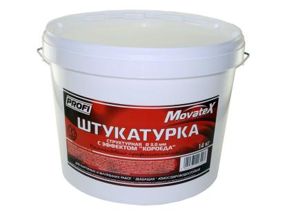Штукатурка с эффектом короеда R 3 мм 14 кг Movatex для наружных и внутренних работ