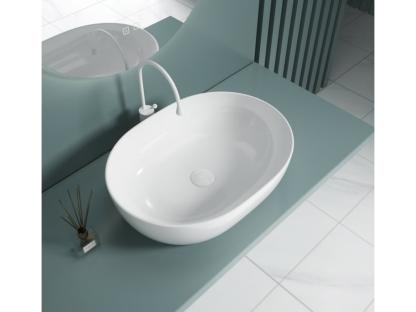 Раковина накладная ESBANO CORAL-N из санфаянса овальная белая современная