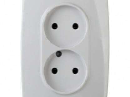 Розетка 2 поста ЭРА серия 12 без заземления белый IP20 скрытая установка