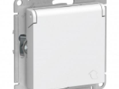 Розетка 1 пост Atlas Design с крышкой IP20 белая SCHNEIDER ELECTRIC